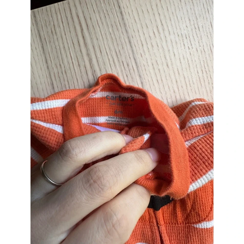 Carters Just One You Orange Striped Pumpkin Halloween Footed Sleeper 6M